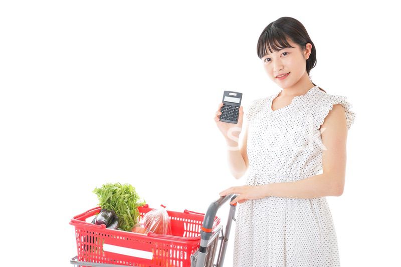 家計を計算する若い主婦