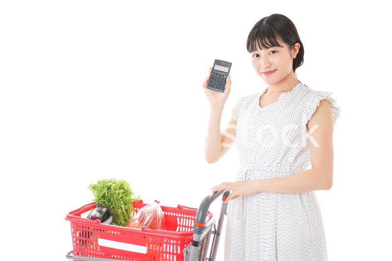 家計を計算する若い主婦