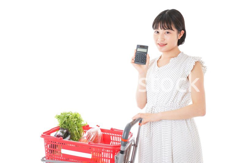 家計を計算する若い主婦