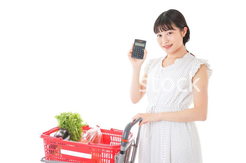 家計を計算する若い主婦