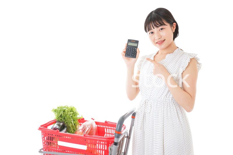 家計を計算する若い主婦