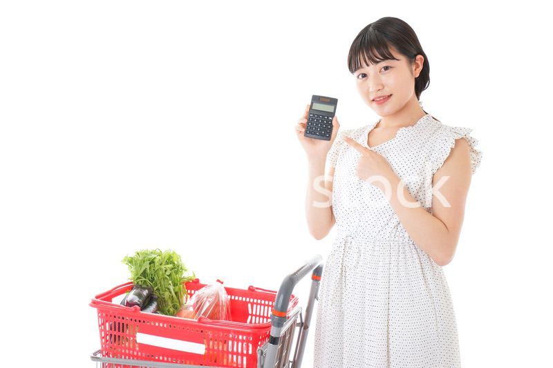 家計を計算する若い主婦