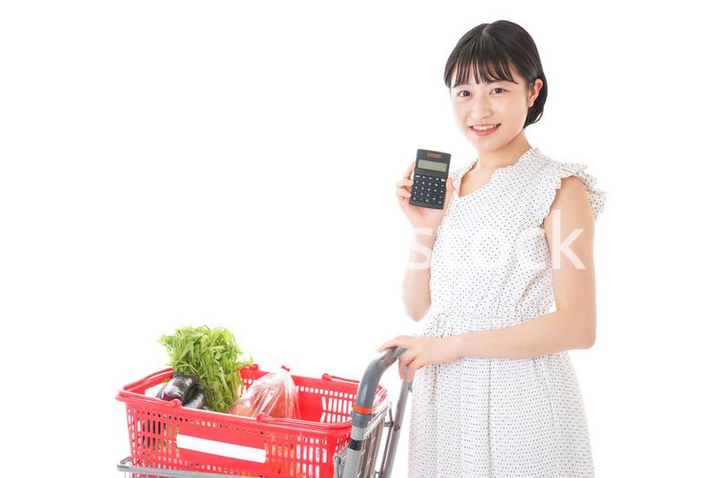 家計を計算する若い主婦