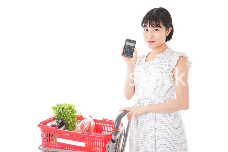 家計を計算する若い主婦