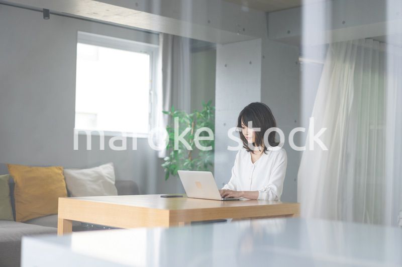 在宅勤務をする若いビジネスウーマン