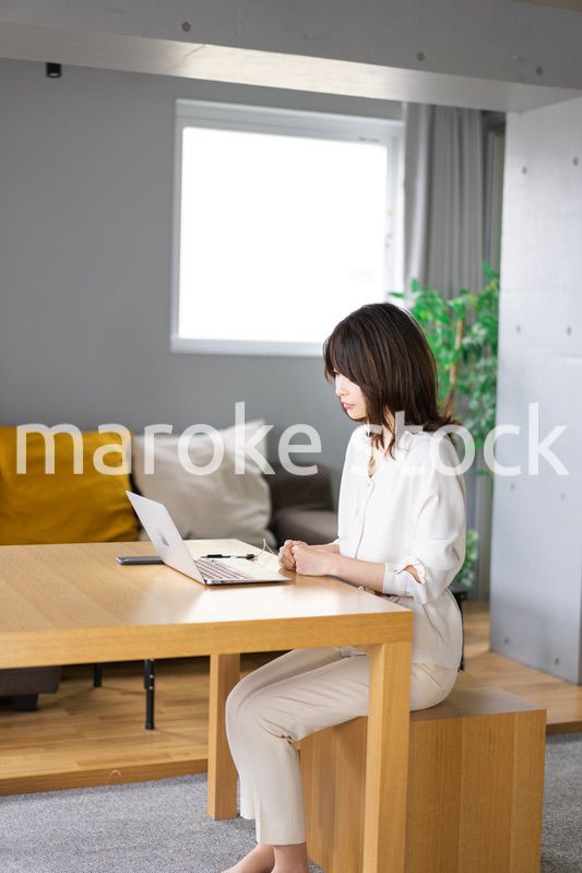 在宅勤務をする若いビジネスウーマン