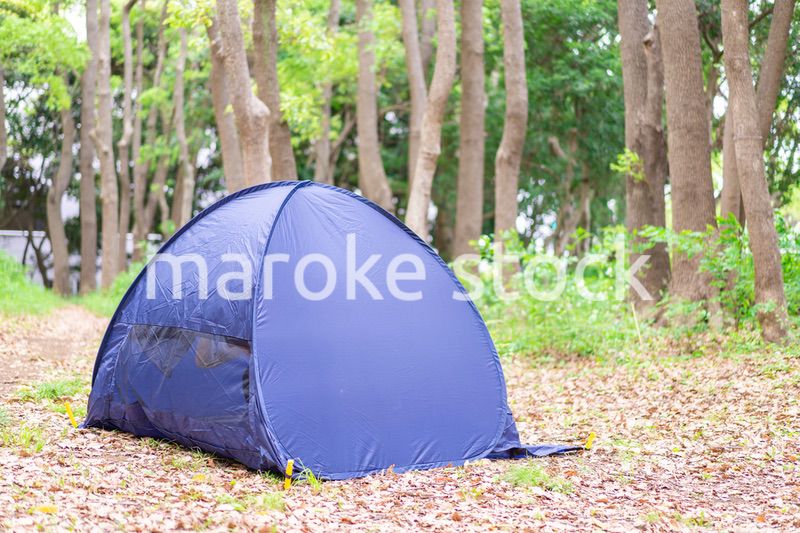 ソロキャンプを楽しむ若い女性