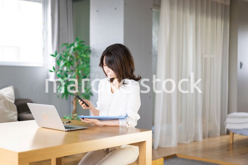 在宅勤務をする若いビジネスウーマン