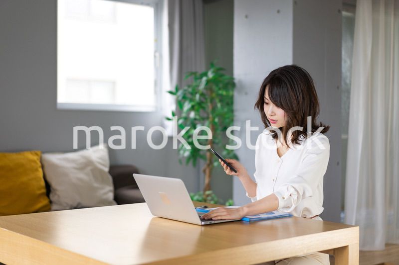 在宅勤務をする若いビジネスウーマン