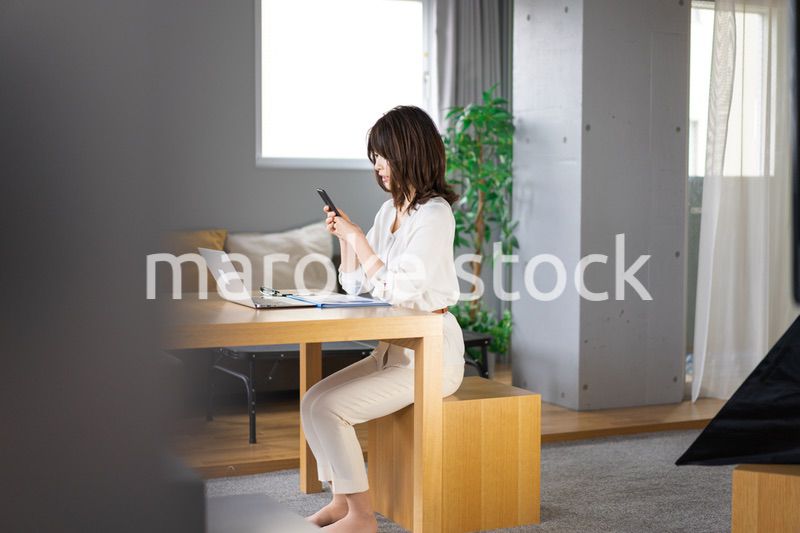 在宅勤務をする若いビジネスウーマン