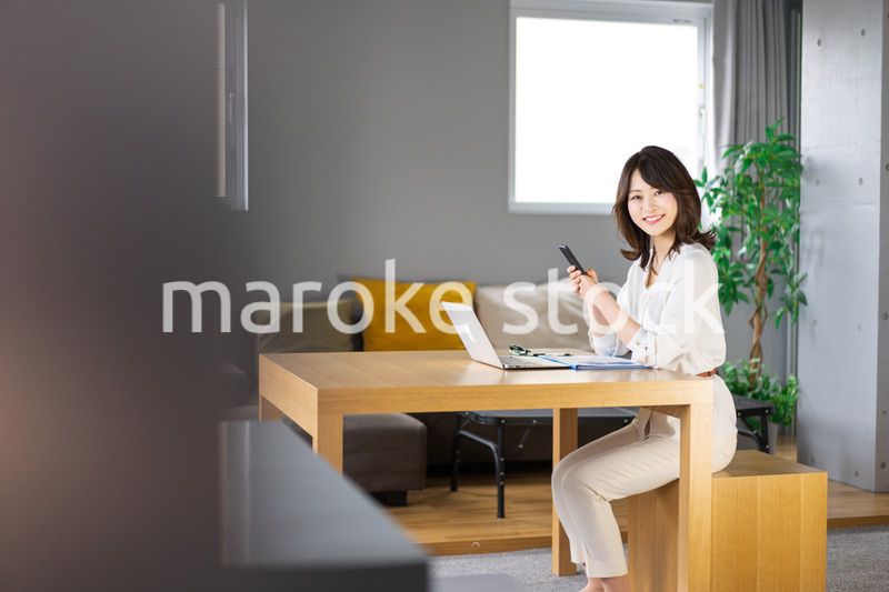 在宅勤務をする若いビジネスウーマン