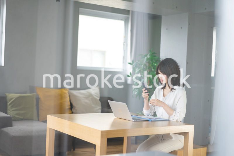 在宅勤務をする若いビジネスウーマン