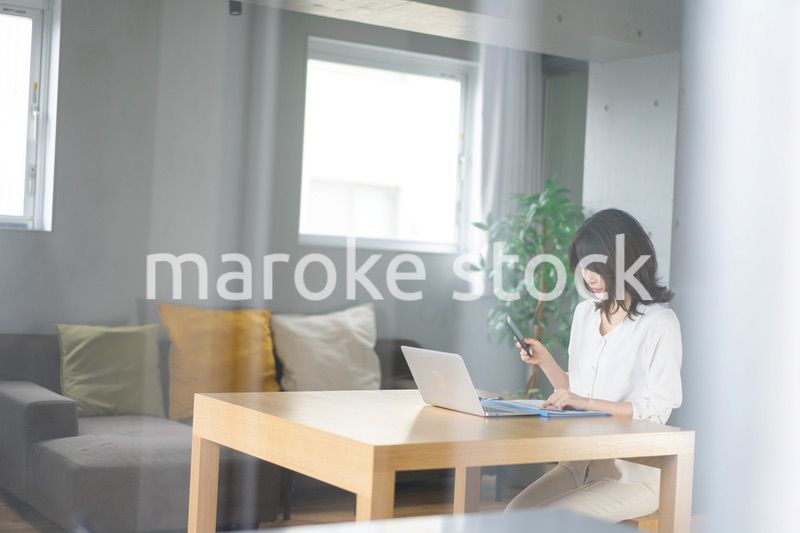 在宅勤務をする若いビジネスウーマン