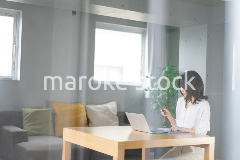 在宅勤務をする若いビジネスウーマン