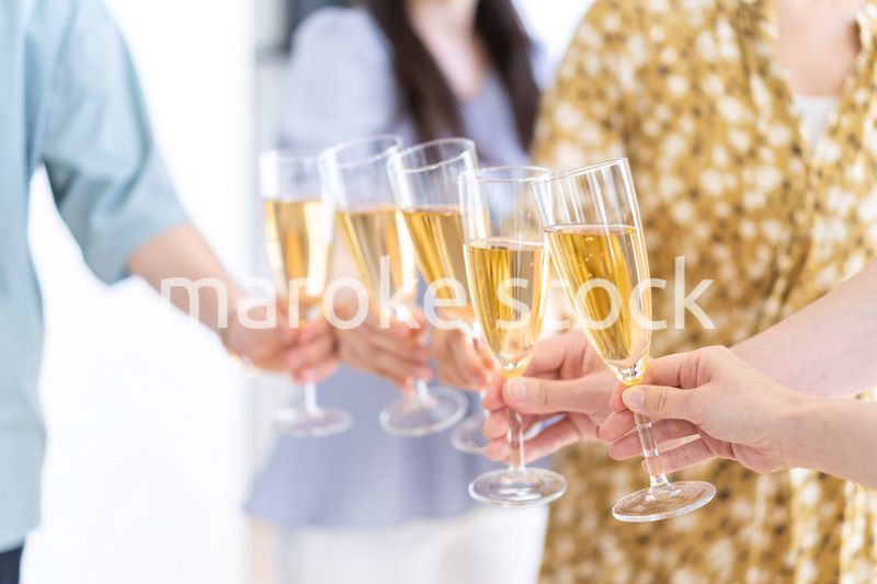 パーティーで乾杯をする若い男女