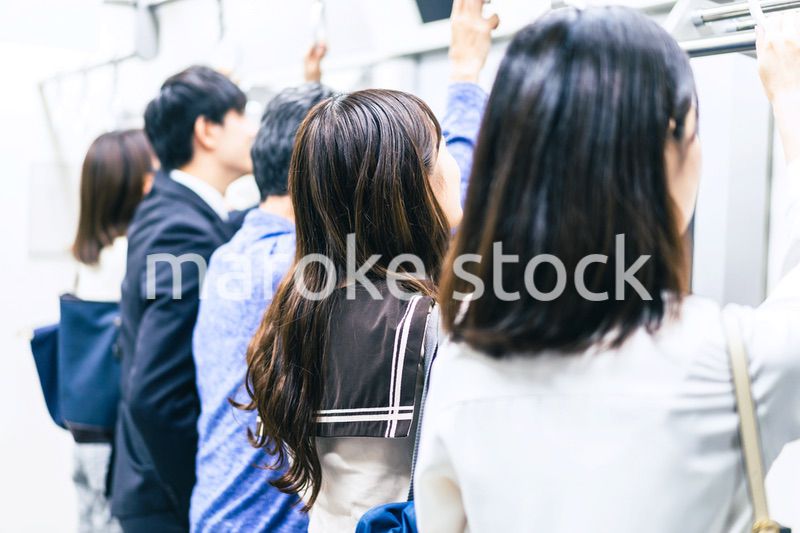 電車・地下鉄で移動する人々