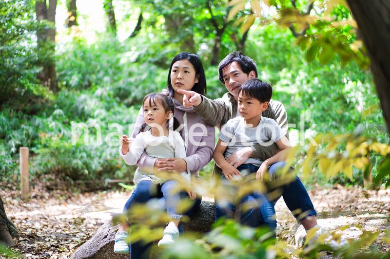 アウトドアを楽しむ幸せなファミリー