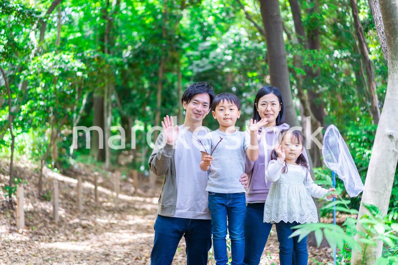 ハイキングを楽しむ幸せなファミリー