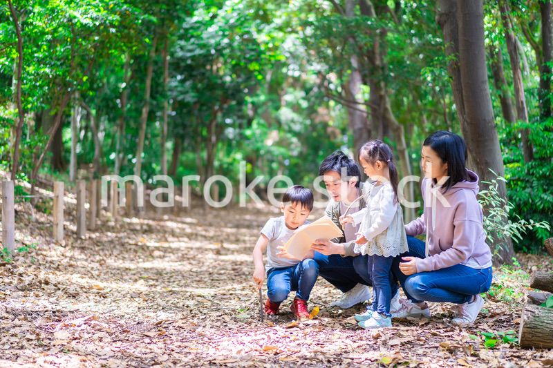 ハイキングを楽しむ幸せなファミリー